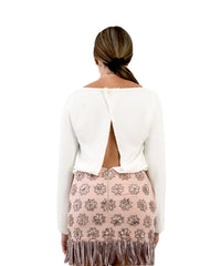 Sustainable Open-Back BlouseWe love a naked back... if you haven't noticed. This buttery soft luxury surplus fabric is all soft, sweet and oversized in the front and then bam! the back hits you with a surprise. Not only is she cheeky but she's versatile.